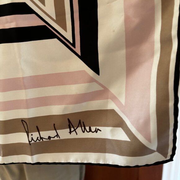 Richard Allen Silk Scarf - wonderful brown pink geometric pattern - Picture 4 of 5